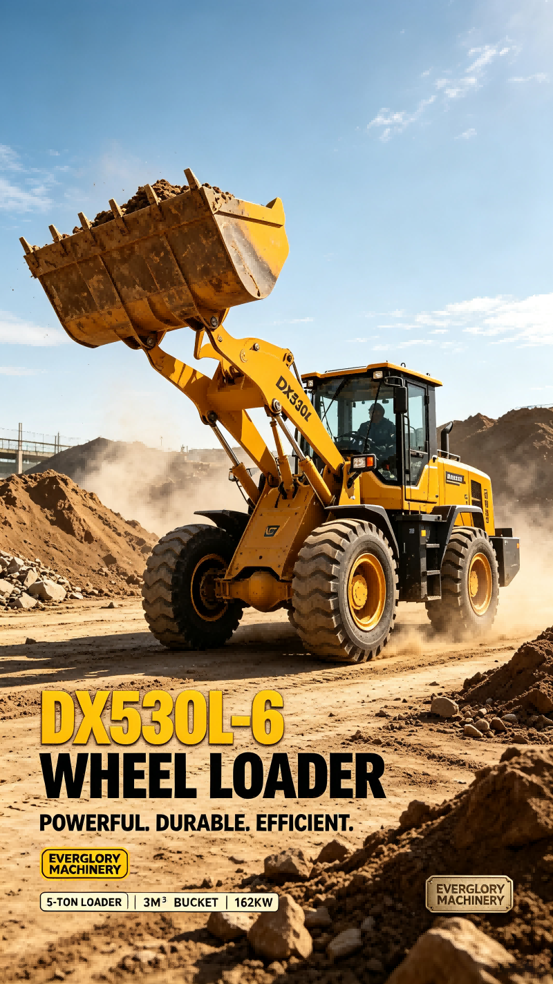 Everglory Machinery lance une chargeuse sur pneus durable DX530L‑6 de 5 tonnes pour les travaux de terrassement